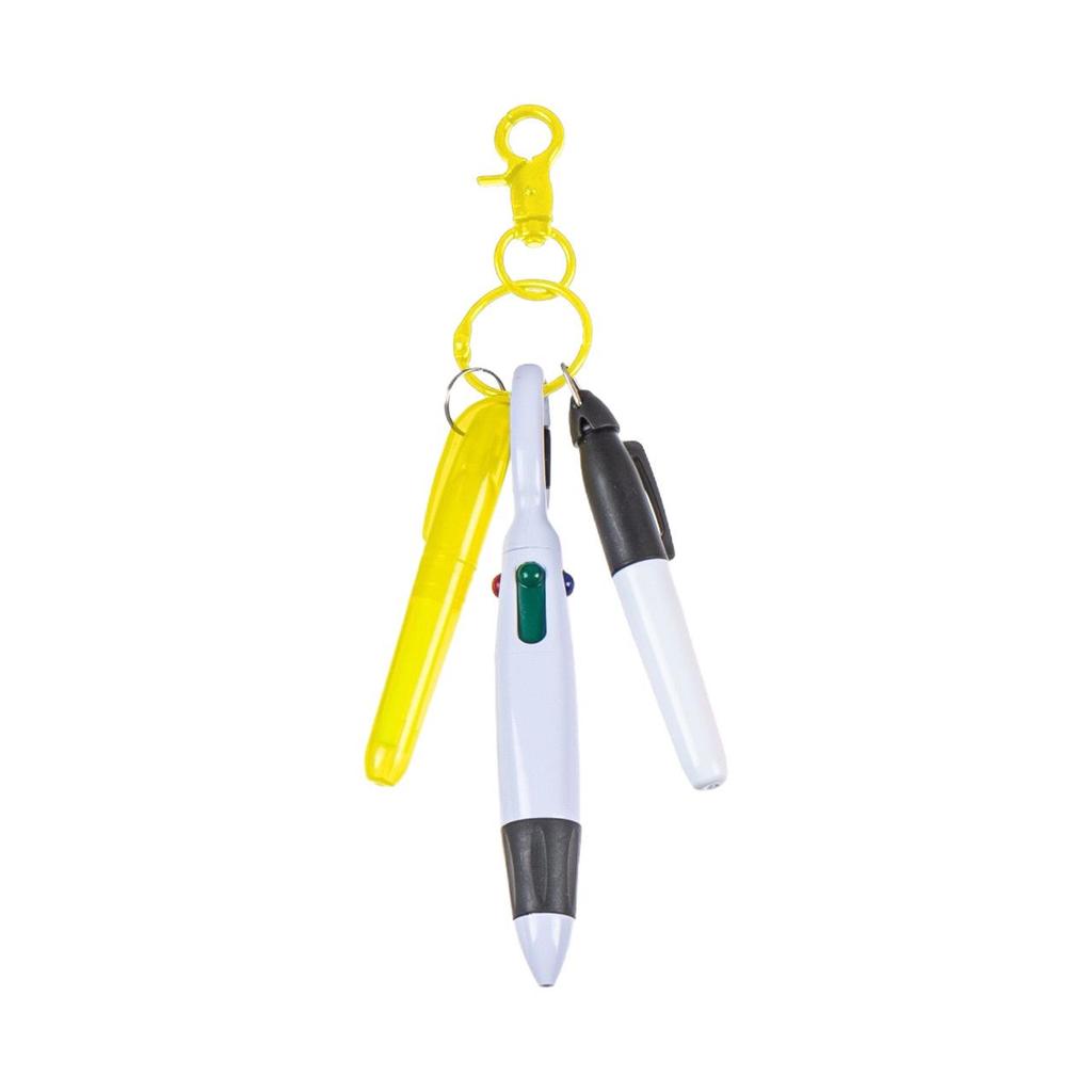 Creative Carabiner Ballpoint & Highlighter Pen Set - Portable Four-Color Pocket Pen for Advertising