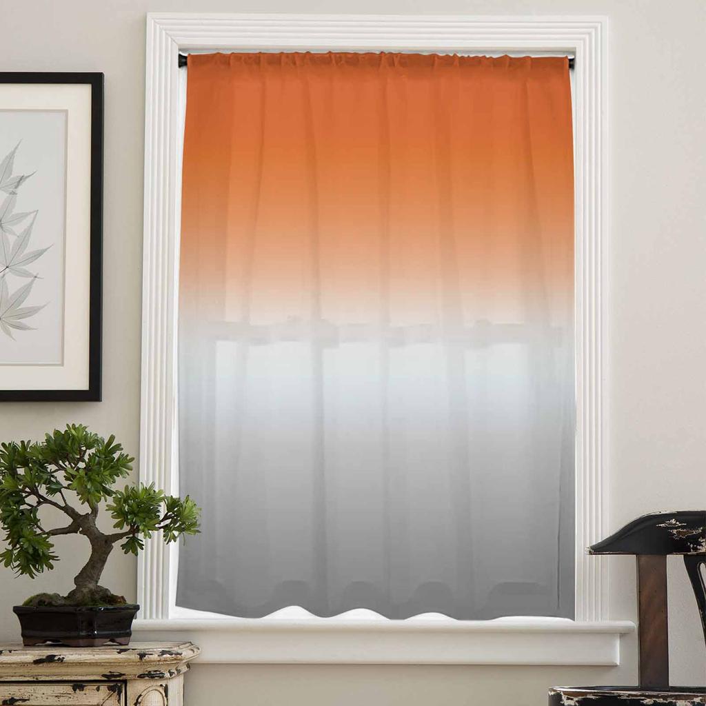 Orange Gray Gradient Abstract Sheer Curtains for Kids Bedroom Living Room Voile Window Curtains Tulle Drapes