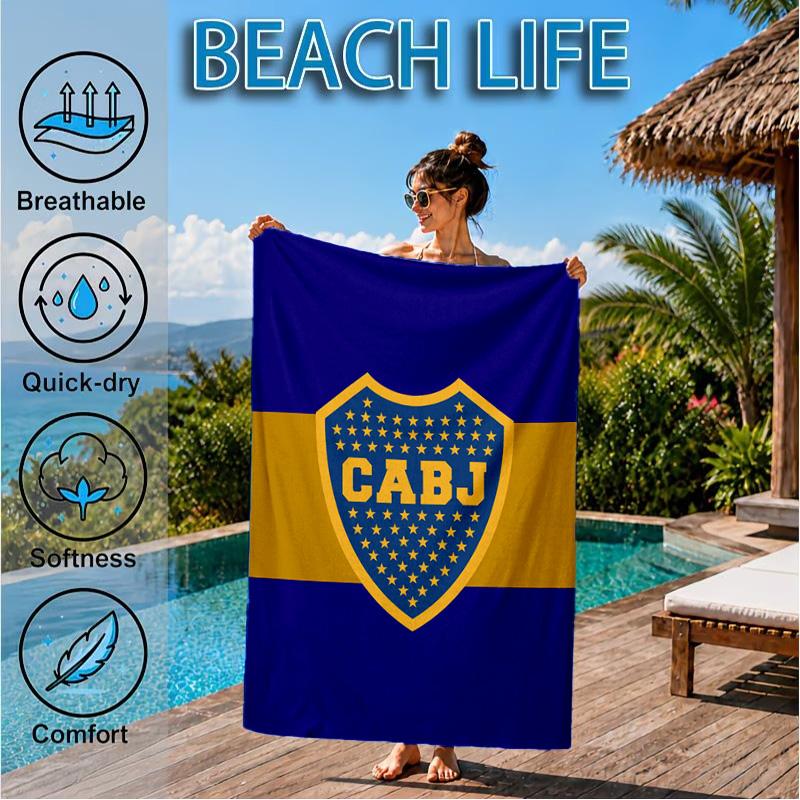 Boca Football Club Printed Microfiber Beach Towel, Soft And Absorbent, Quick-Dry, Ideal for Summer Travel, Beach Essential, Swimming Pool