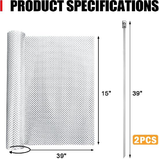 Exhaust Heat Shield Automotive Embossed Aluminum Heat Shield Muffler Exhaust Wrap, 15" X 39"