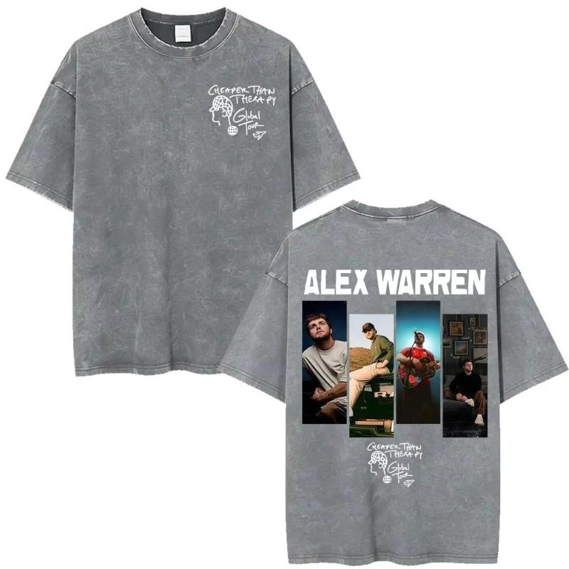 Alex Warren Little Orphan Alex Live Tour 2026 Graphic T Shirt Men's Clothing Vintage Washed T-shirts Casual O-Neck Loose T-shirt