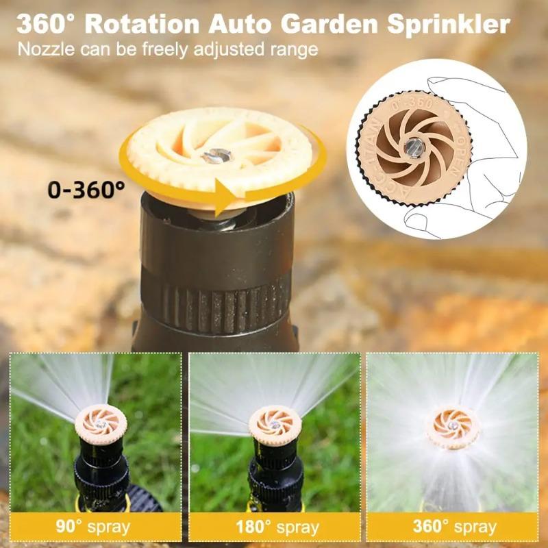3Pcs 360° Rotation Automatic Lawn Sprinkler Adjustable Nozzle Corrosion Resistant Garden Watering System Buried Plug Irrigation Tool