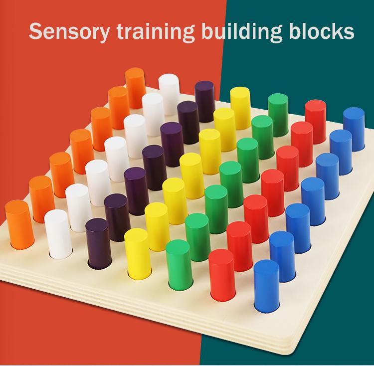 Children's Montessori Wooden Colorful Plugboard - Early Education Toy for Hand-eye Coordination & Color Cognition