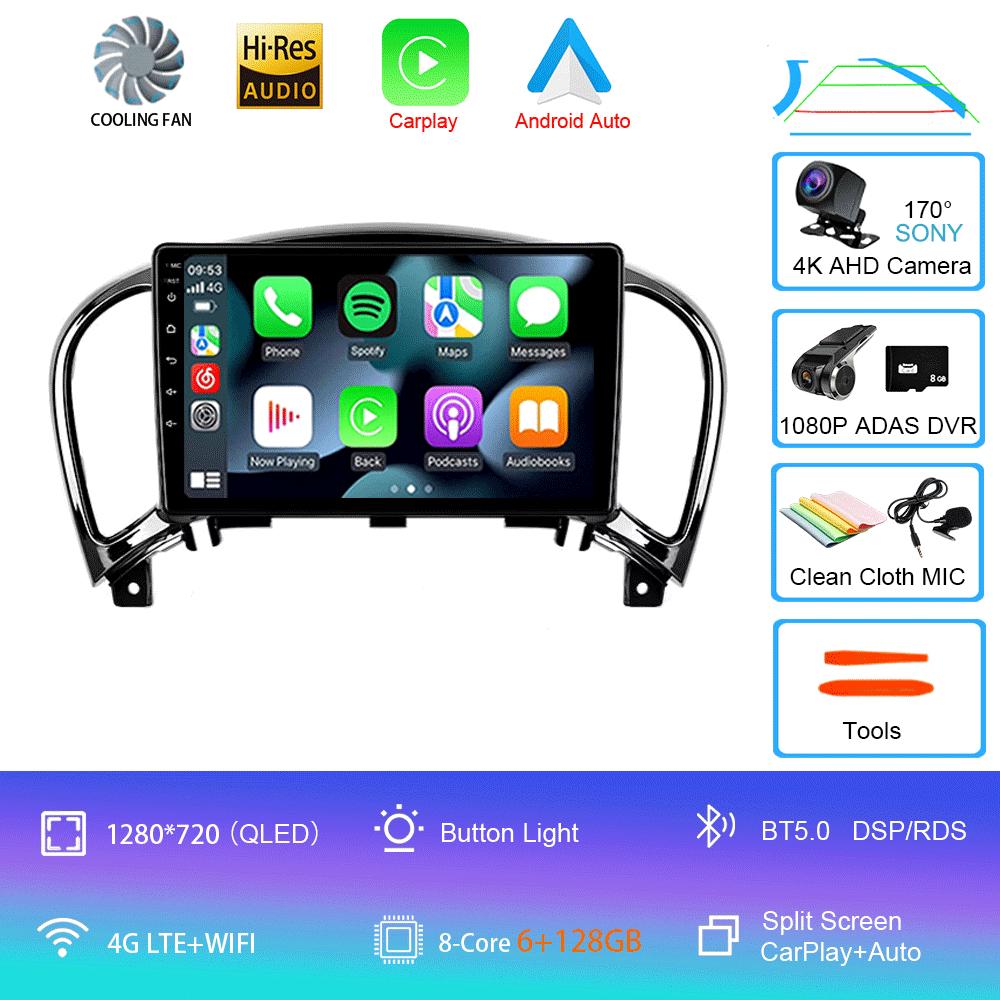 Car Radio Android 14 Carplay Auto For Nissan Juke YF15 2010 2011 2012 2013 2014 Multimedia Player WIFi+4G DSP 2 DIN Touch Screen