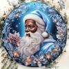 Christmas Iron Art Santa Wreath 8X8 Metal Wall Sign Holiday Home Decor