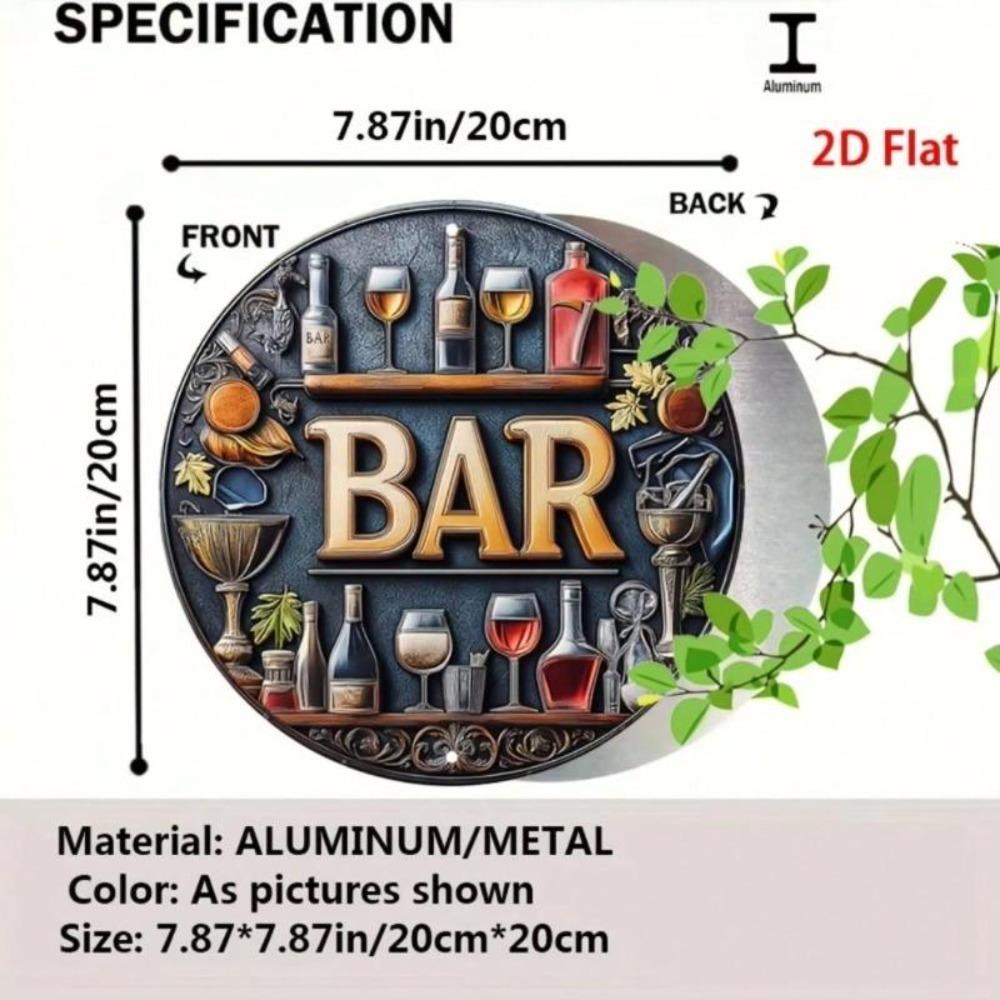 Metal Wall Art Vintage Bar Sign Aluminum Retro Decor Wine Cocktail Illustrations Home