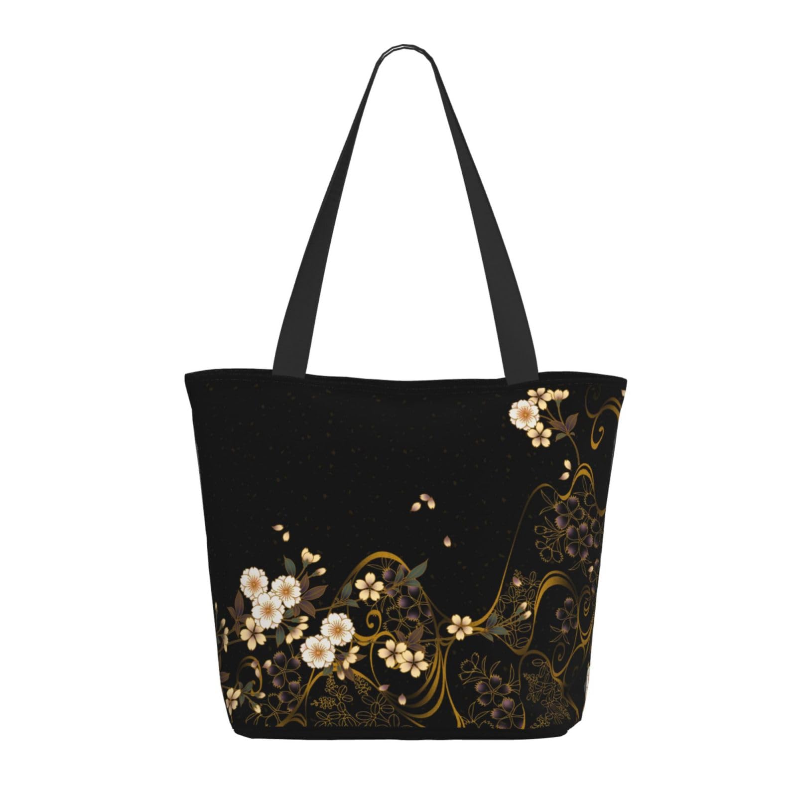FURONGA Women s Tote Bag with Cherry Blossom and Japanese Floral Pattern, Lightweight, Large Capacity, A4 Size, Popular, Stylish, Durable,