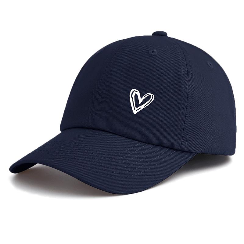 1 Pc Heart Print Baseball Cap,Classic Casual Stylish Vintage Soft Sweatband Lightweight Sun Protection Versatile Vintage Dad Hat