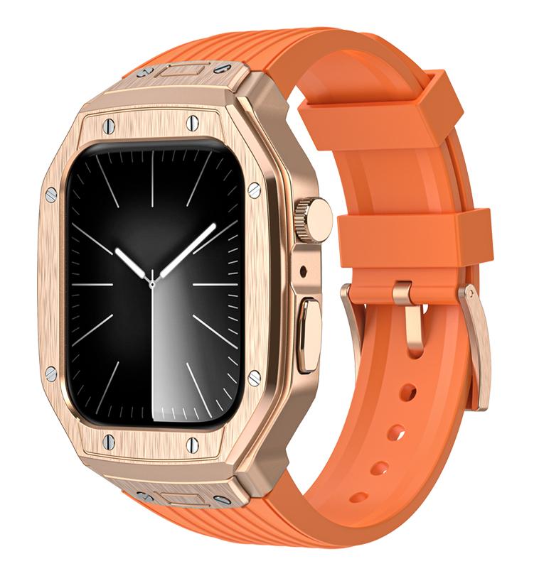 Luxury Modification Kit Metal Case+TPU Strap Replacement Accessories Compatible for I Watch Series 9 8 7 45mm 6 5 4 Se 44mm