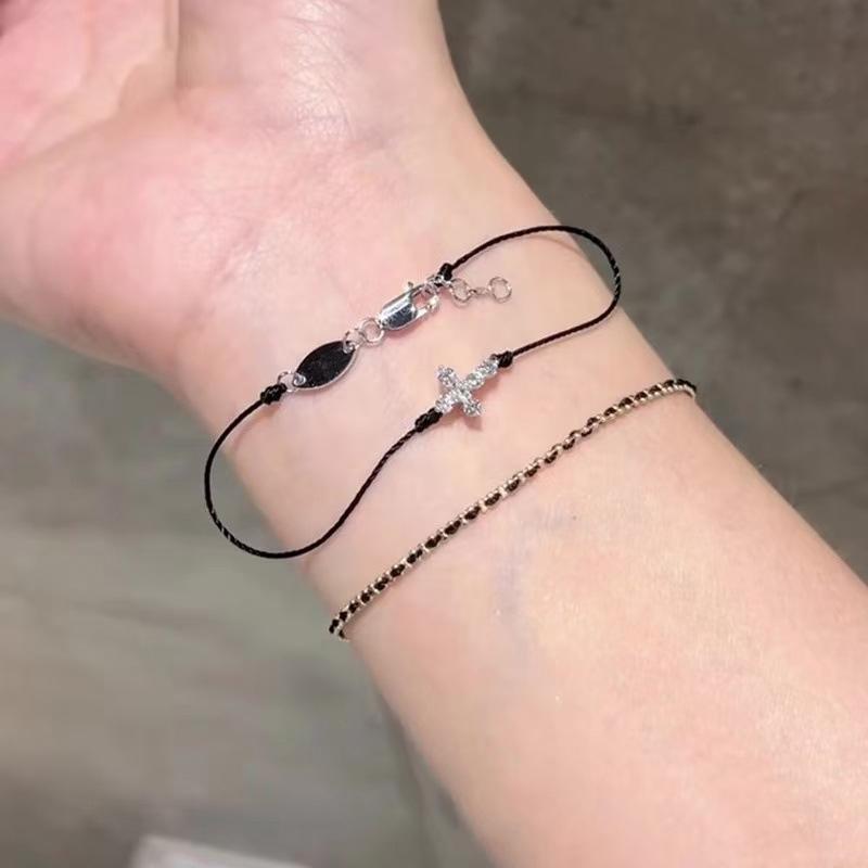 Einfache Trendige Temperament Kreuz Armbänder Für Frauen Mädchen Vielseitiges Dünnes Verstellbares Armband Schmuck Zubehör Geschenke