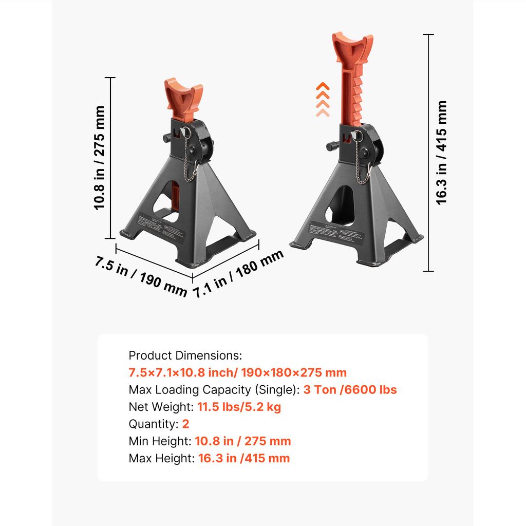 SucceBuy Jack Stands 3 Ton/6 Ton Capacity Heavy Duty Steel Jack Auto Stands with Locking for Lifting SUV Pickup Car and UTV/ATV
