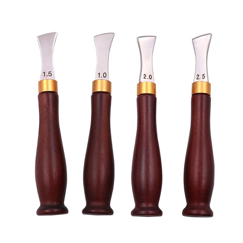 

4 Pcs 1.0/1.5/2.0/2.5mm Leather Edges Crafting Tool Leather Edges Creaser with Handle Leather Craft Tool 1