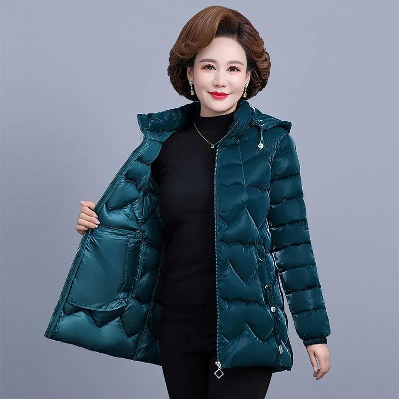 Winter Clothes Shiny Disposable Down Padded Jacket   Autumn and Winter Padded Jacket Mid-length Middle-aged Women's Padded Jacket