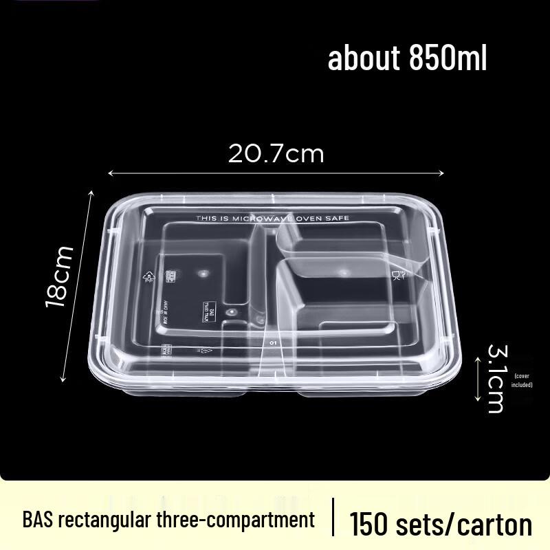 Morona Disposable 3-Compartment Meal Prep Container