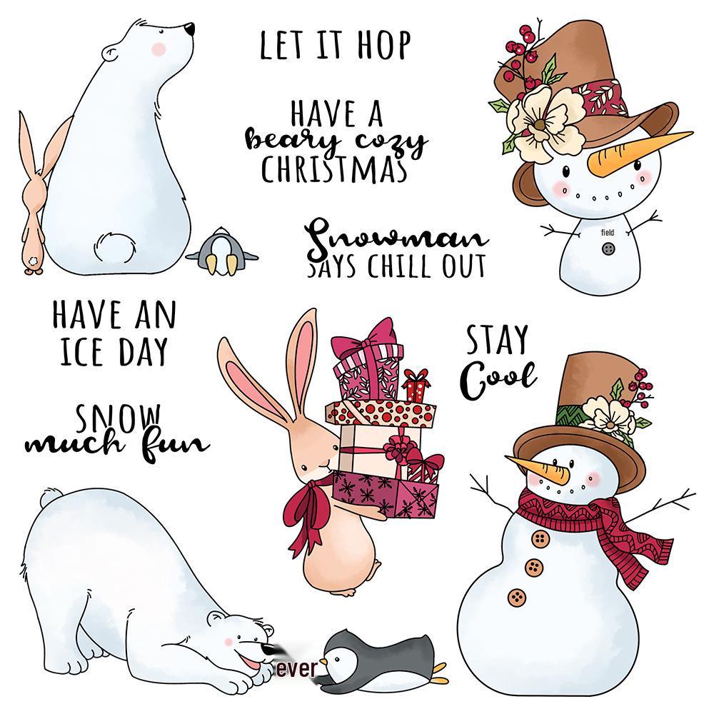 Christmas Polar Bear Silicone Stamp & Metal Embossing Die for Handmade Cards