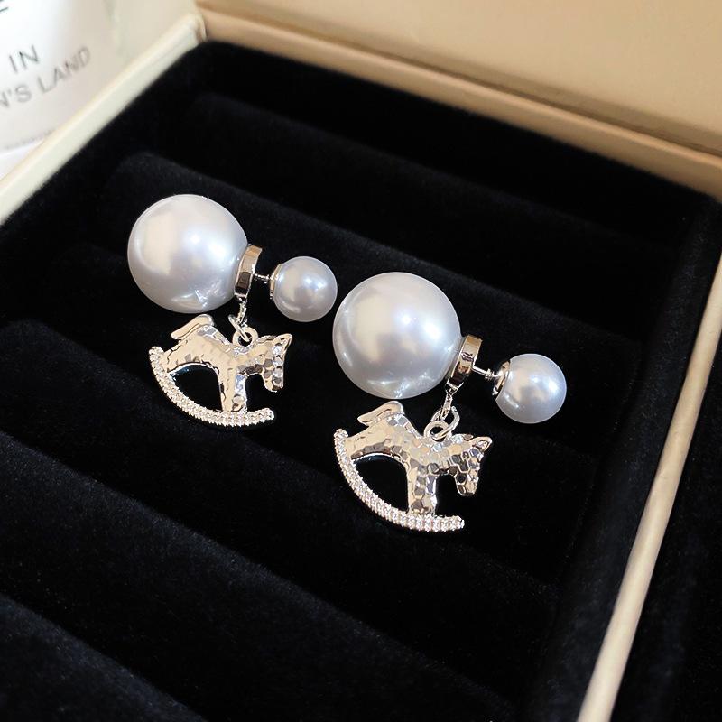 Zircon red natal year pony earrings light luxury stud earrings exquisite cute earrings