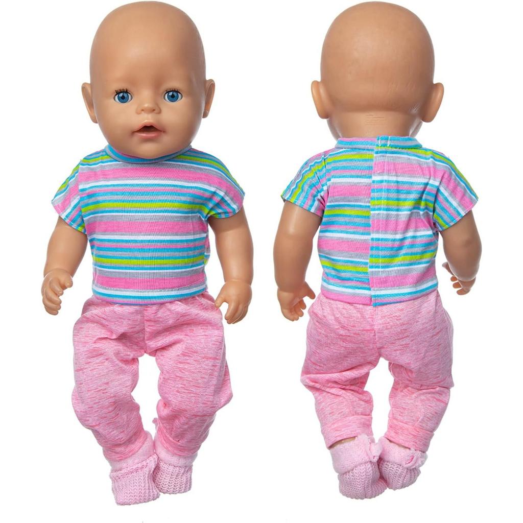Puppenkleidung Puppenkleidungsset mit Mantel, Bluse, Hose, Mütze und Socken für 36 – 43 cm große New Born Babypuppen (Keine Puppe)