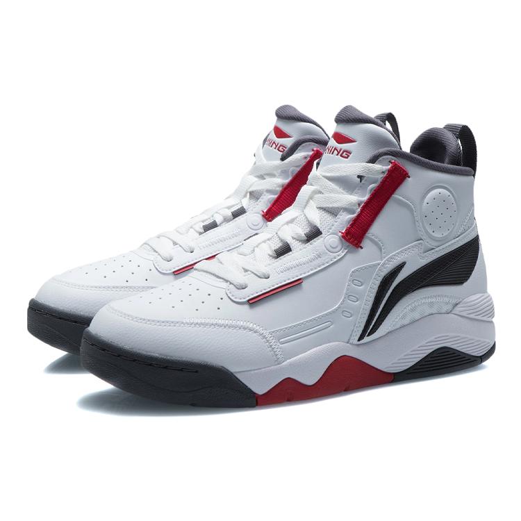 Li Ning Basketball Shoes Men's High top White/Black/Red AGBR081-1