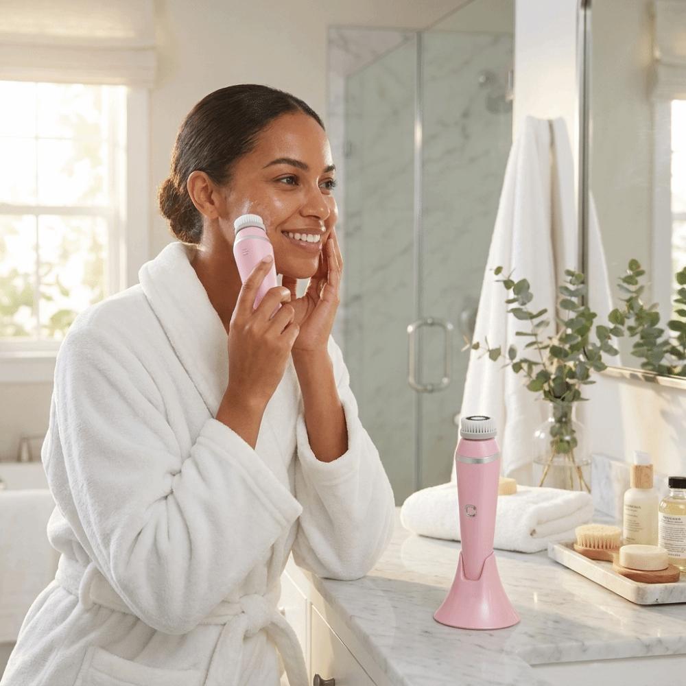 4 Replaceable Brush Heads Electric Facial Cleansing Brush Silicone Face Scrubber Skin Care
