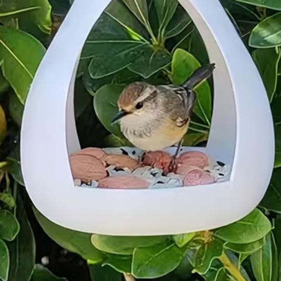 Außen hängender Vogelfutterspender, Tropfenform Kunststoff-Vogelfutterspender, Wetterfeste Vogel-Futterstation für Außenbereich, Garten, Terrasse, Balkon