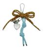 Colorful Knitted Heart Bow Keyring Phone Bag Charm with PU Cord