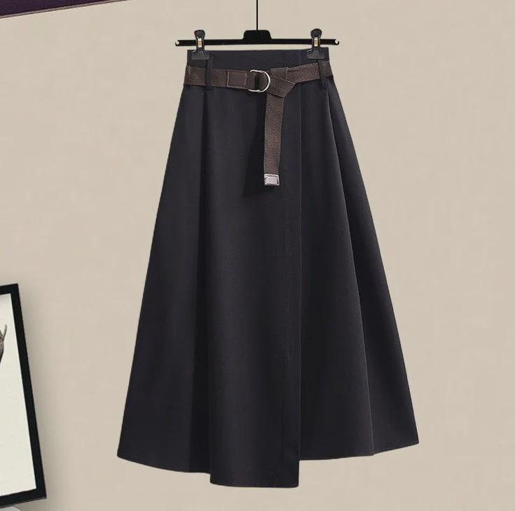 Navy Collar Retro Japanese Lazy Style Sweater & Skirt Set - Autumn 2024 Collection.