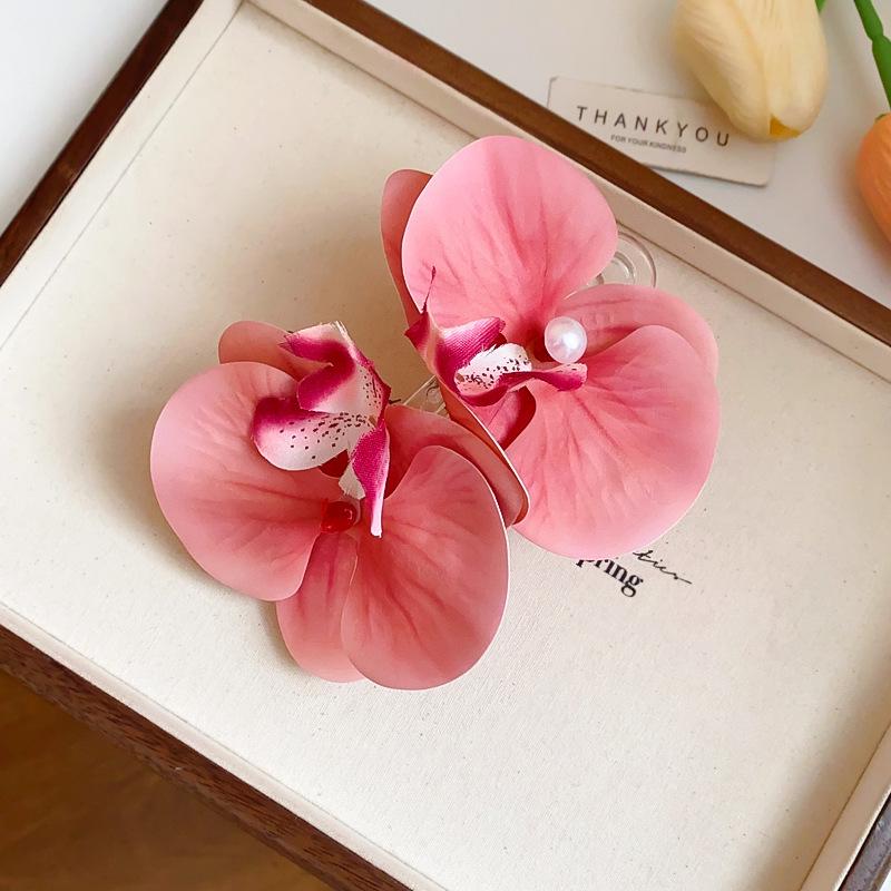 High-End Forest Style Lily Flower Hair Clip - Aesthetic Simulation Shark Grip for Women