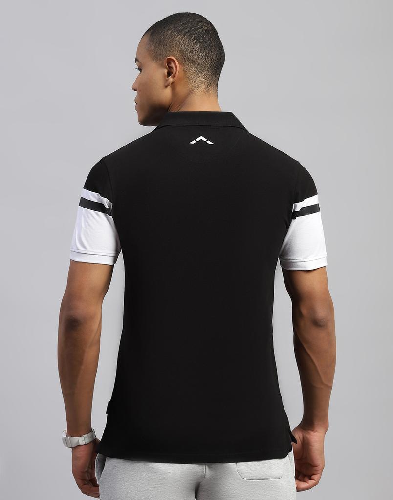 Rockit from House of Monte Carlo Mens Solid Black Polo Neck Half Sleeve T-Shirt