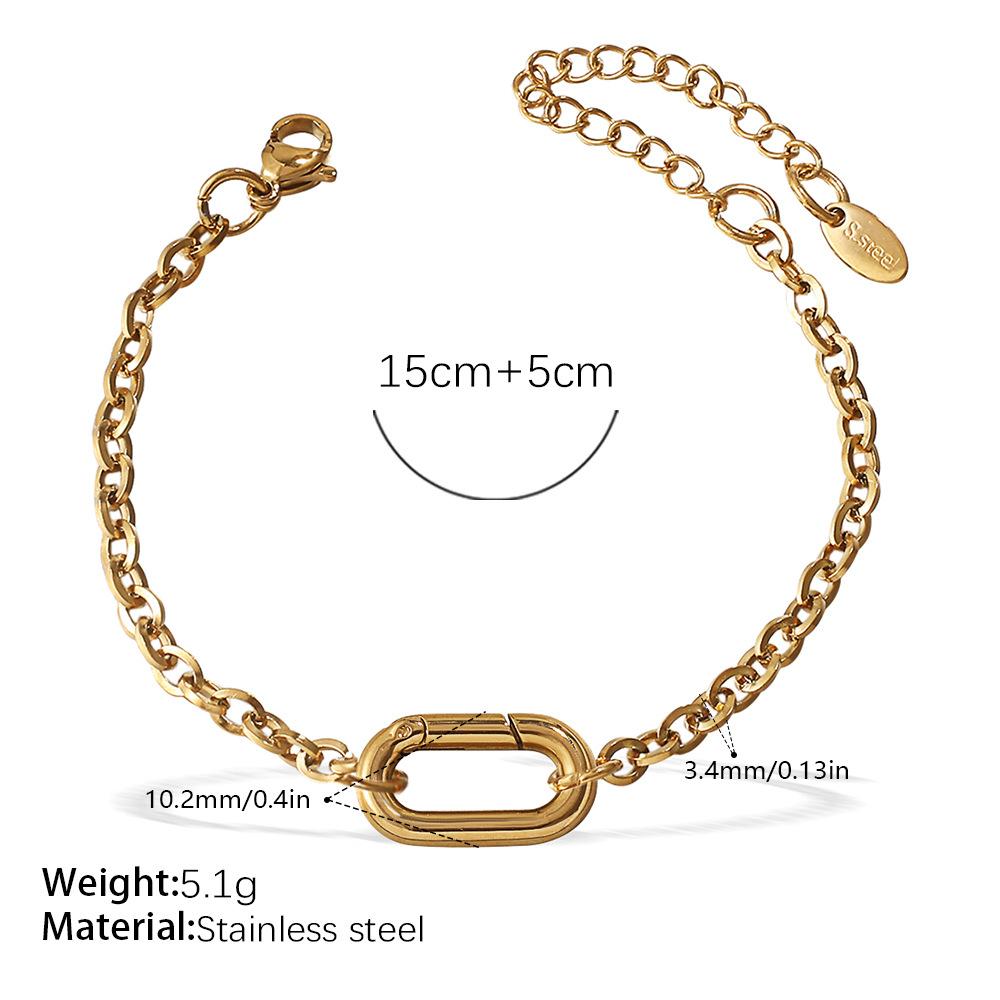 Personalized Natural Stone Pearl Love Hollow Bracelet Versatile Oil Drop Red Pepper Stainless Steel Croissant Bracelet