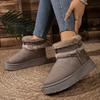Fashion Buckle Faux Fur Winter Ankle Boots Women Cotton Padded Thicken Plush Snow Boots Comfort Thick Sole Non Slip Platform Casual Shoe