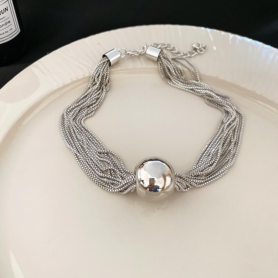 Metallic Round Ball Multi-layer Chain Necklace & Bracelet - High-End Cold Style Jewelry