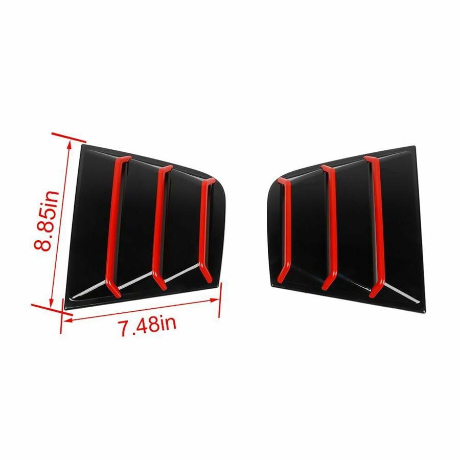 Black+Red Rear Side Window Shutter Louver Cover Trim For Dodge Charger 2011-2021