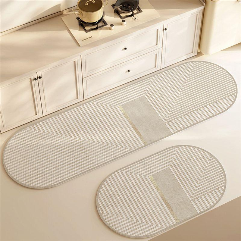 Good-Super Absorbent Kitchen Mat Non-Slip Diatomite Kitchen Rug Elliptical Simple Line Bathroom Mat Kitchen Supplies