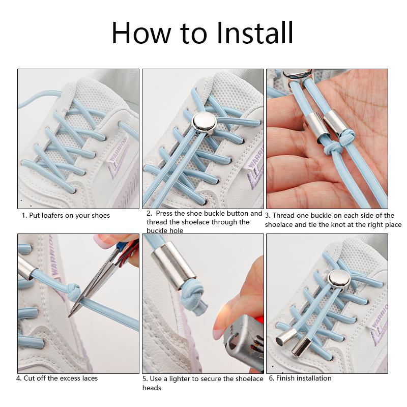 No Tie Shoelaces Tieless Elastic Shoe Laces Round Shoelace Sneakers for Kids and Adult with Strong Lock and Speed Shoestrings