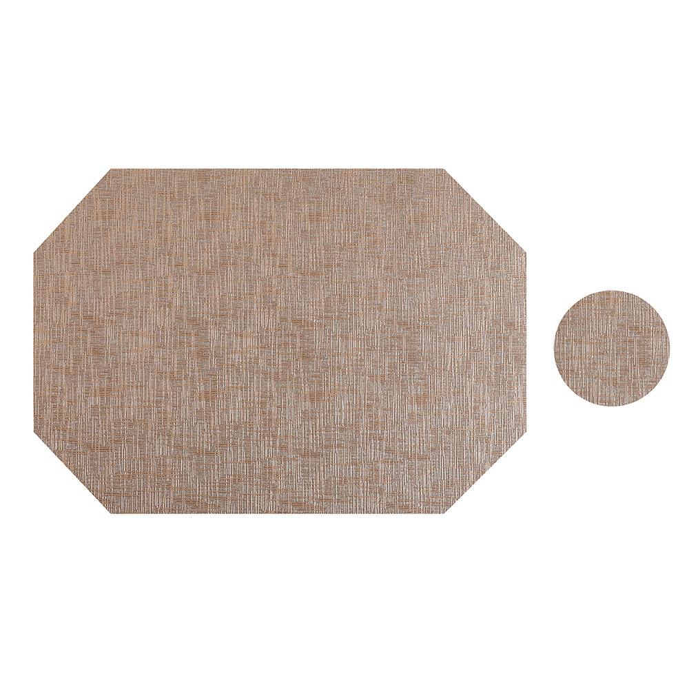 Leather placemat Polygonal dining table mat Anti-scalding and heat insulation mat Waterproof and oil-proof Western food mat Premium sense coaster