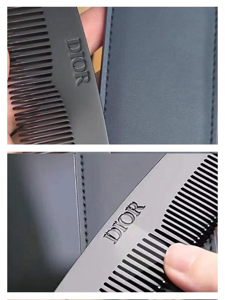 DIOR Fine‑tooth Pocket Hair Comb Portable Anti‑static Hair Styling Comb With Leather Storage Pouch Travel‑size Hairdressing Tool