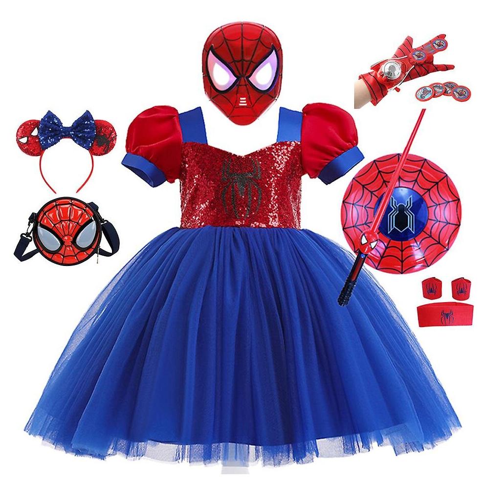 Costumi Tutù Spiderman Cosplay Vestiti Ragazze Paillettes Ragnatela Rete Tutù Vestiti Per Bambini Compleanno Halloween Festa di Travestimento