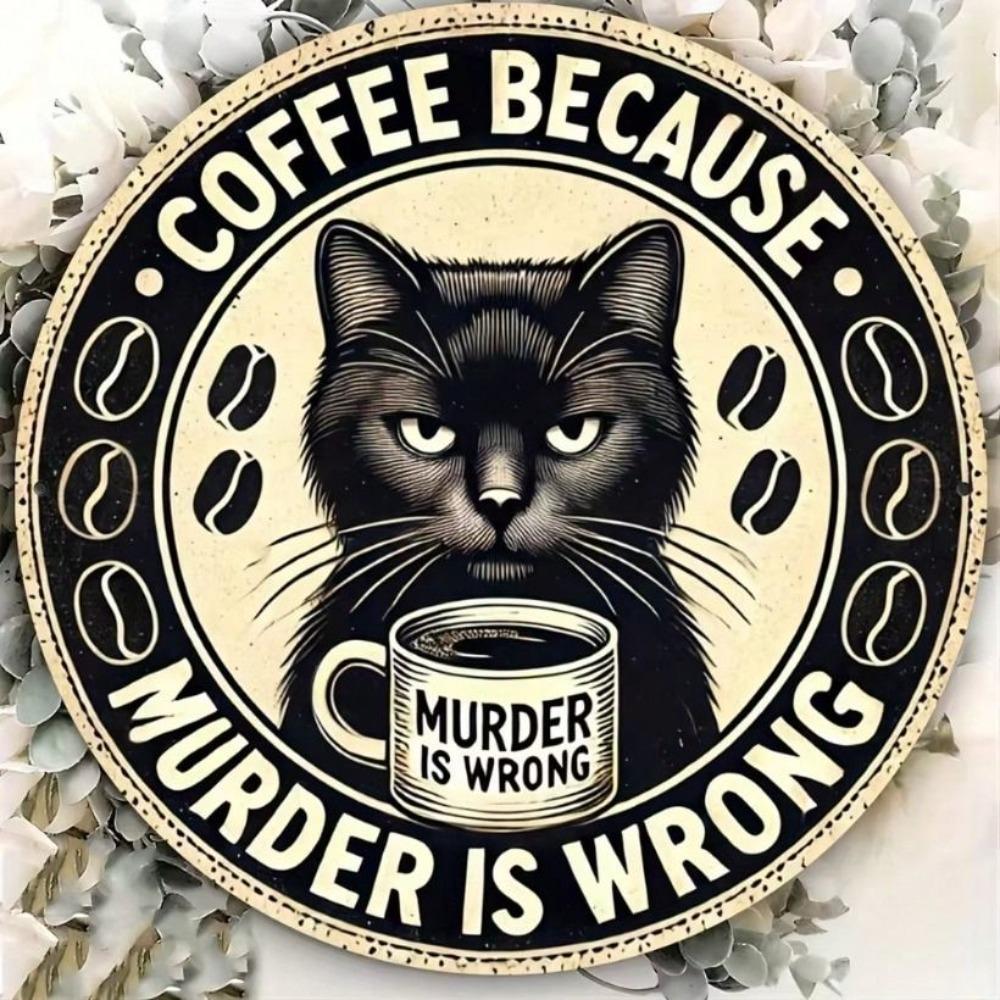 Retro Round Metal Sign Coffee Humorous Quote Wall Art Home Office Gift