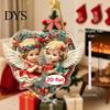 Vintage Style Christmas Tree Charms Retro Hanging Pendants, Double-sided Acrylic Ornaments with Decorative for Season Gold Lanyards Holiday Home Decor