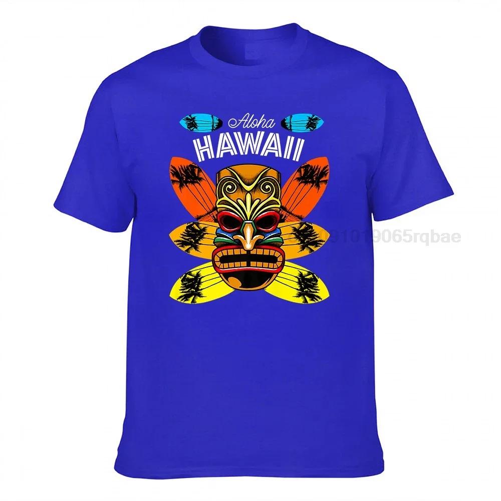 Aloha Hawaii Tiki And Surfboards Funny Luau Vacation Lover Premium Tshirt T Shirt For Unisex Design T Shirt Printed Cotton