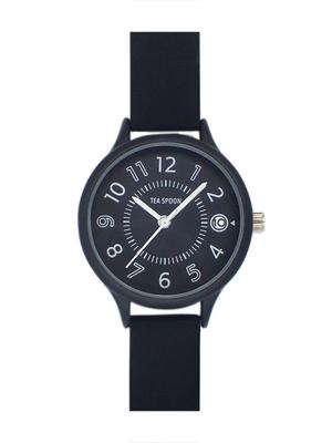 Follow TEA SPOON Date Rubber Watch BK N03523S-1