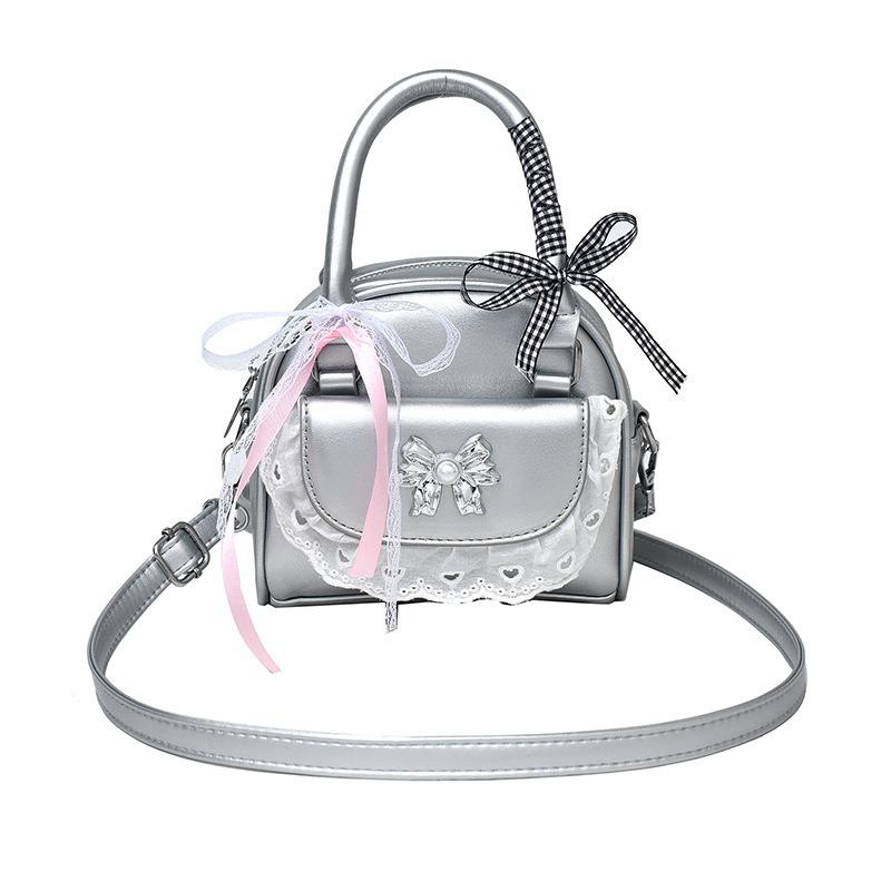 New lace bow shoulder bag spring and summer atmosphere messenger bag sweet and cute convenient handbag