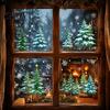 Winter Window Decoration 2Pcs Christmas Snowflake Clings, Green Pine Tree Static Glass Seasonal Home Ornament Stickers, Snow Dots Xmas Decals for Shop