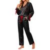 Women's Long Sleeve Top with Chest Pocket and Pants Casual Pajama Set