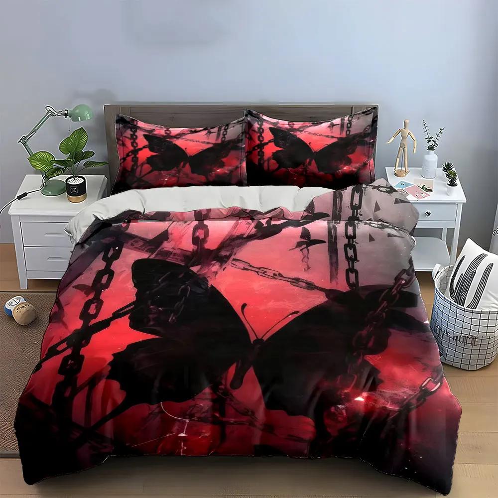 "Gothic Butterfly Art Decor Set" Bedding Set with 1 Duvet Cover 2 Pillowcases Single Double King Queen Gift