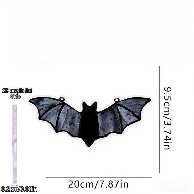 1pcs Halloween Decor Acrylic Stained Bat Suncatcher Hanging Ornament Goth Car Accessories Bat Car Hanging Accessories, Acrylic Sign