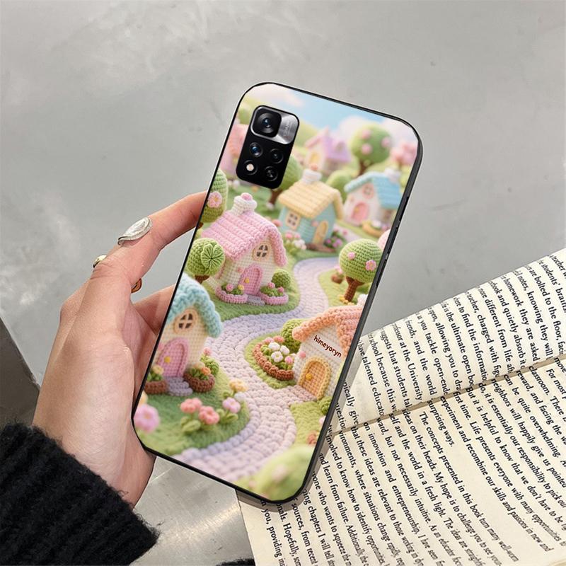 

Phone Case For Xiaomi Redmi note 14 Pro 14 13 12 11 10 Pro 14S 12S 11S Redmi 14C 13C 10 Cozy Crochet Winter Village Art Redmi Note 13 4G