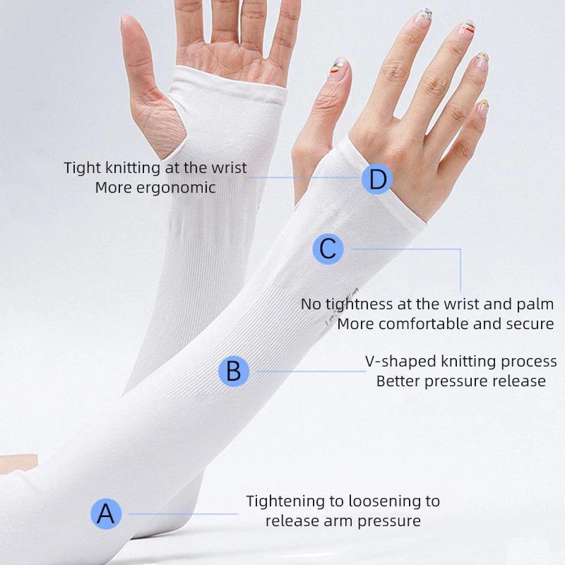 Uv Protection Arm Sleeves Summer Sunscreen Cooling Ice Silk Long Sleeve Gloves For Golf Riding Sports Outdoor