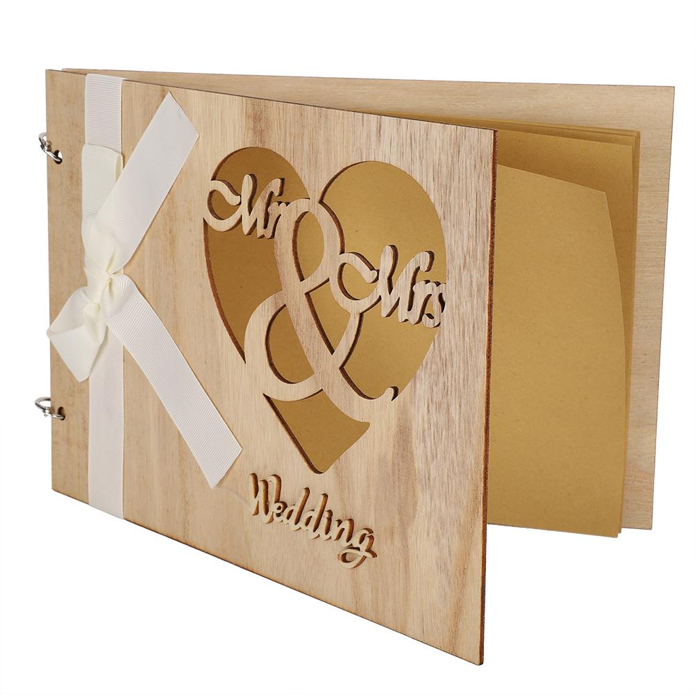 Wooden Wedding Guest Book Album Sign Notebook Wedding Anniversary Decoration SupplyType 2
