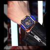Men's Sports Chronograph Wrist Watch For Men Army Silicone Strap Square Quartz Stop Watch